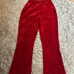 COPY - Vintage Crushed Red Velvet Flare Pants